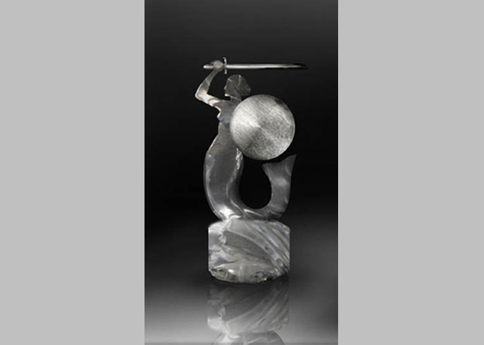 3 / 22 - projekt statuetki SYRENKA - metal,szkło