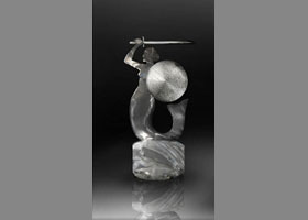 projekt statuetki SYRENKA - metal,szkło